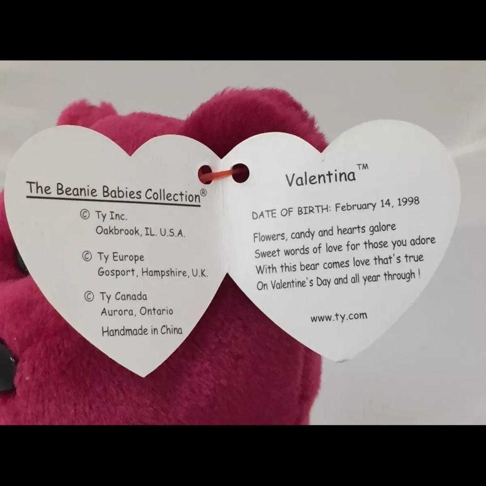 Ty Beanie Baby Valentina Bear Red With White Heart - Picture 6 of 7